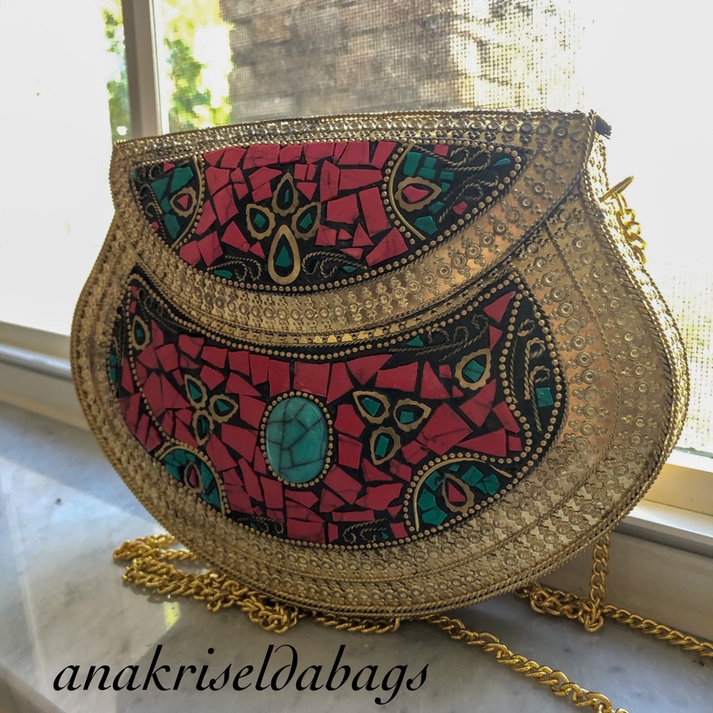 Mosaic Metal Purse Red